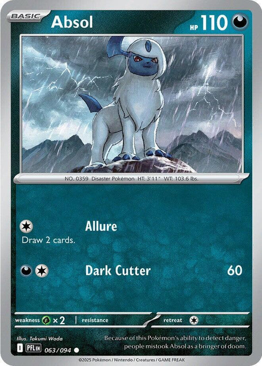 Absol 063/094 Common Phantasmal Flames Pokémon card