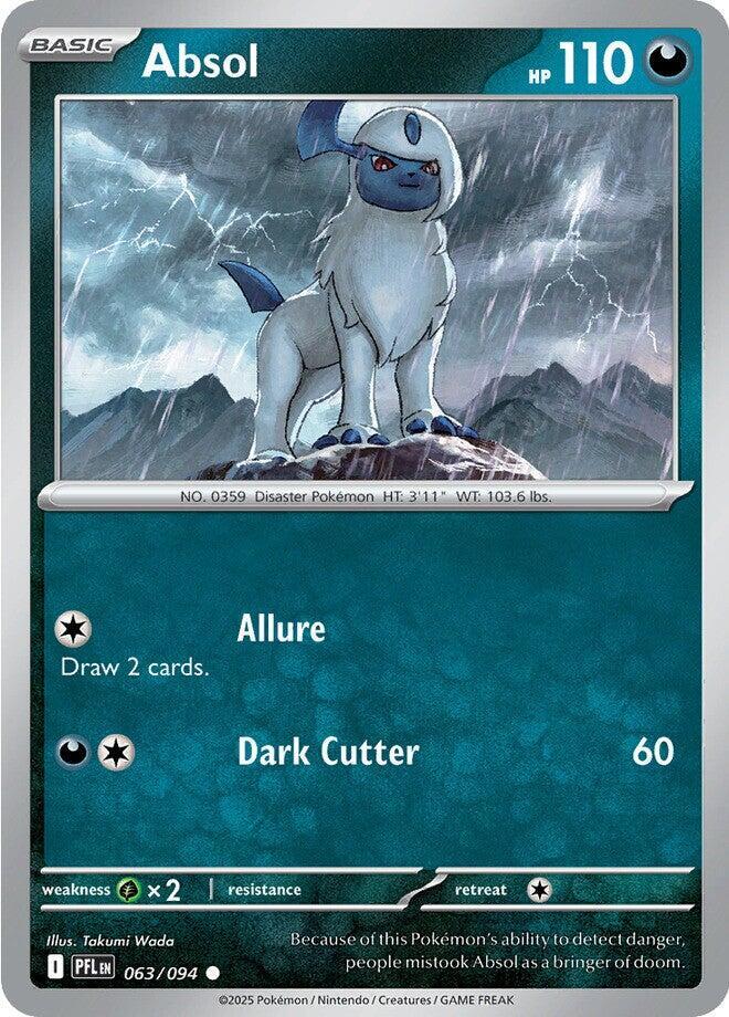 Absol 063/094 Common Phantasmal Flames Pokémon card