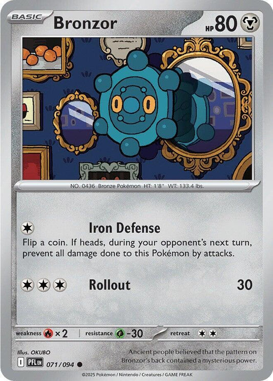 Bronzor 071/094 Common Phantasmal Flames Pokémon card
