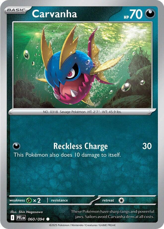 Carvanha 060/094 Common Phantasmal Flames Pokémon card