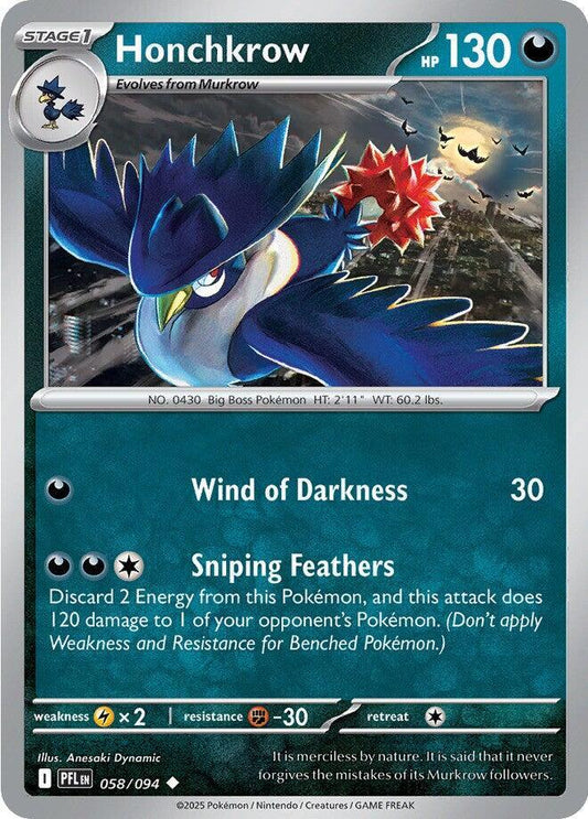 Honchkrow 058/094 Uncommon Phantasmal Flames Pokémon card
