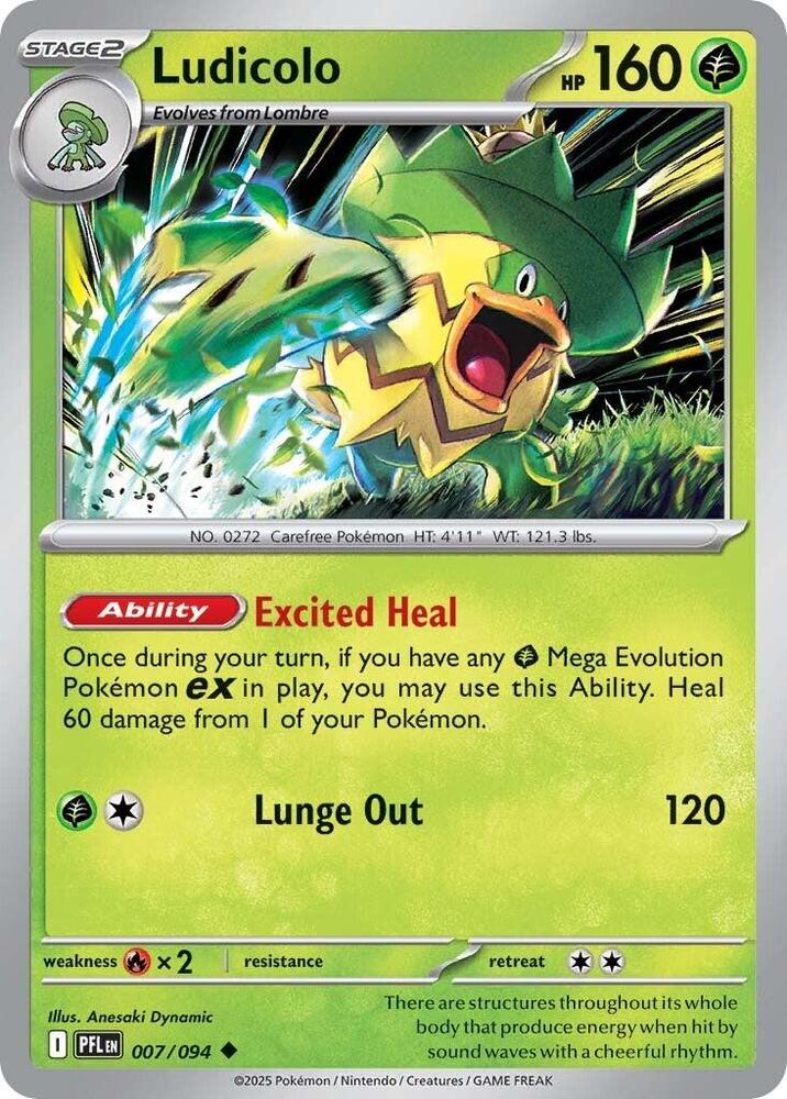 Ludicolo - 007/094 007/094 Uncommon Phantasmal Flames Pokémon card