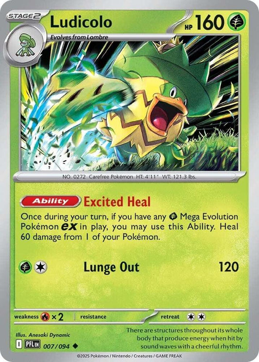 Ludicolo - 007/094 007/094 Uncommon Phantasmal Flames Pokémon card