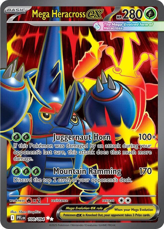 Mega Heracross ex - 108/094 108/094 Ultra Rare Phantasmal Flames Pokémon card