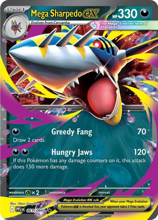 Mega Sharpedo ex - 061/094 061/094 Double Rare Phantasmal Flames Pokémon card