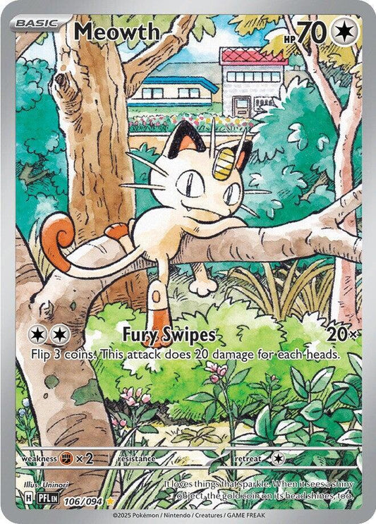Meowth 106/094 Illustration Rare Phantasmal Flames Pokémon card