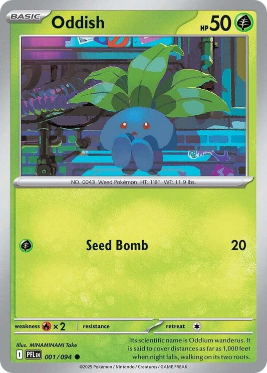 Oddish 001/094 Common Phantasmal Flames Pokémon card