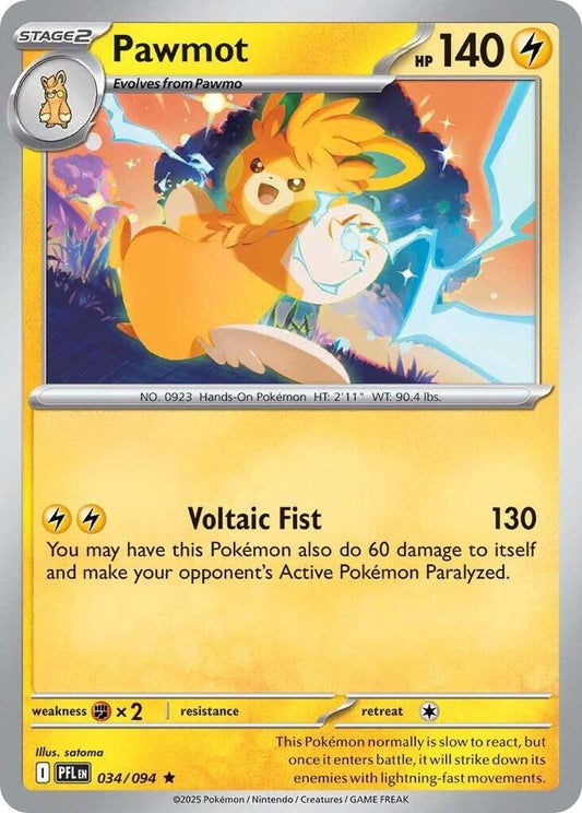 Pawmot 034/094 Rare Phantasmal Flames Pokémon card