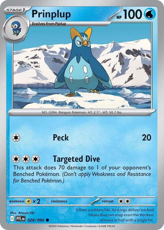 Prinplup 028/094 Common Phantasmal Flames Pokémon card
