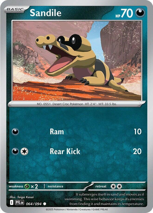 Sandile 064/094 Common Phantasmal Flames Pokémon card
