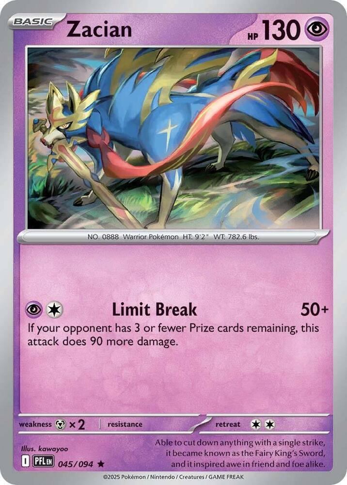 Zacian - 045/094 Rare ME02: Phantasmal Flames