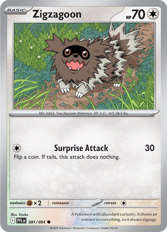 Zigzagoon 081/094 Common Phantasmal Flames Pokémon card