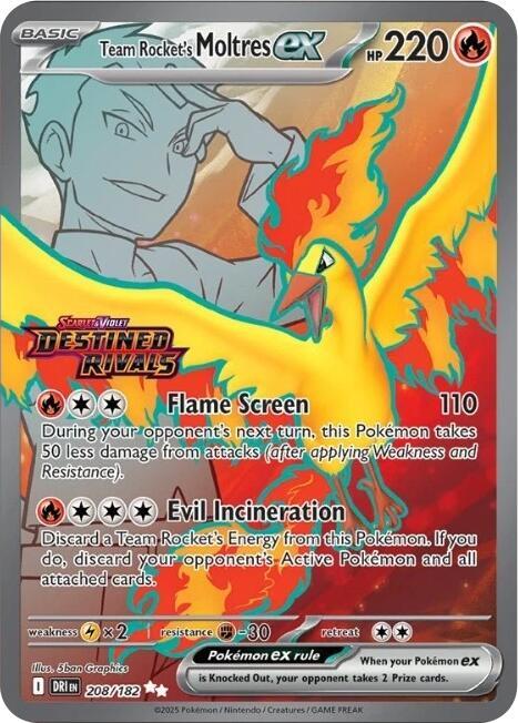 Team Rocket's Moltres ex - 208/182 (Destined Rivals Stamp) 208/182 Double Rare Miscellaneous Cards & Products Pokémon card