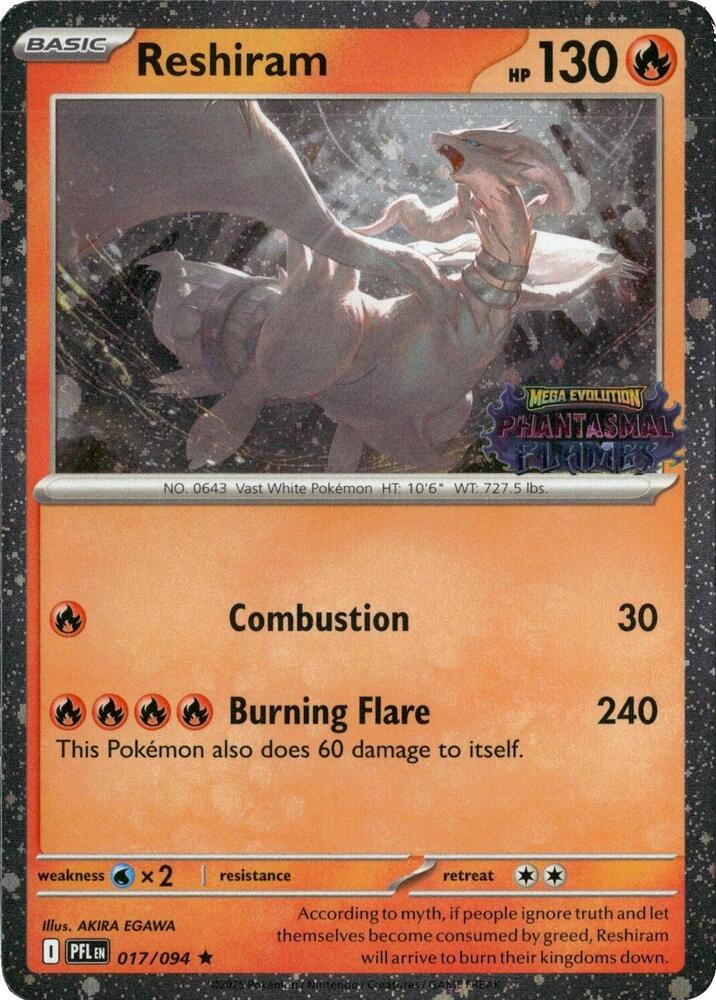 Reshiram (Phantasmal Flames Stamped) 017/094 Rare Miscellaneous Cards & Products Pokémon card