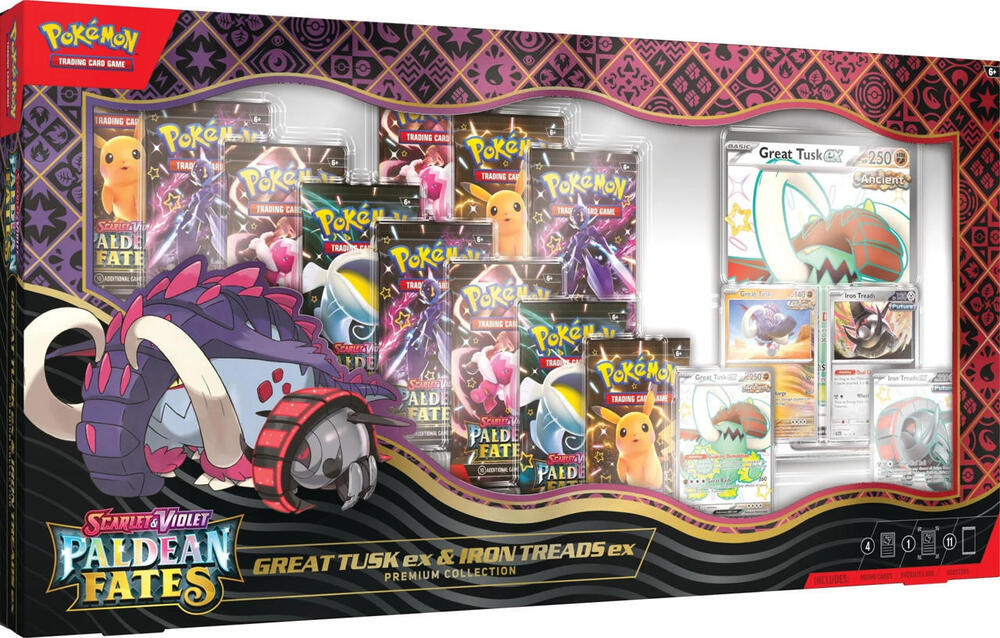 Paldean Fates Great Tusk ex & Iron Treads ex Premium Collection Pokémon card