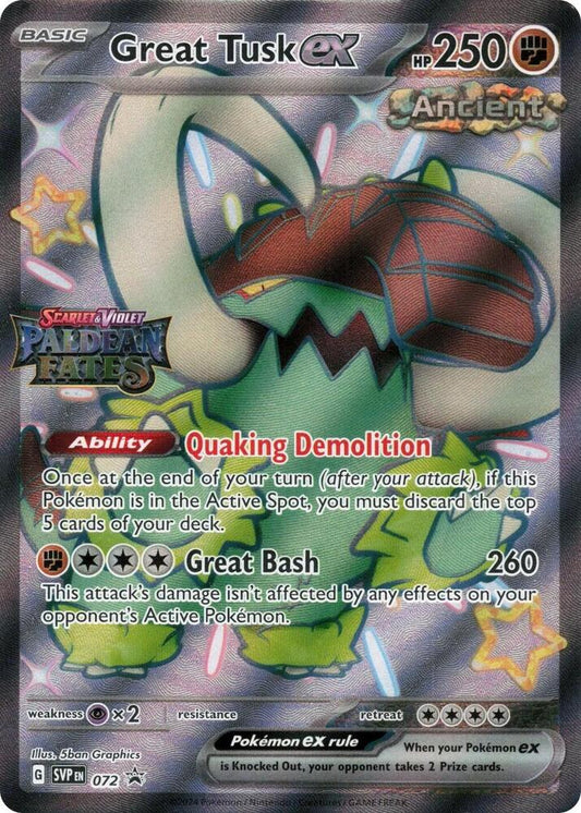 Great Tusk ex - 072 (Paldean Fates Stamped) 072 Promo Miscellaneous Cards & Products Pokémon card