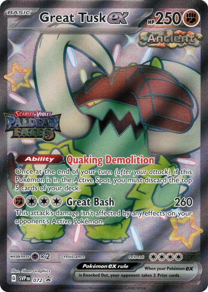 Great Tusk ex - 072 (Paldean Fates Stamped) 072 Promo Miscellaneous Cards & Products Pokémon card