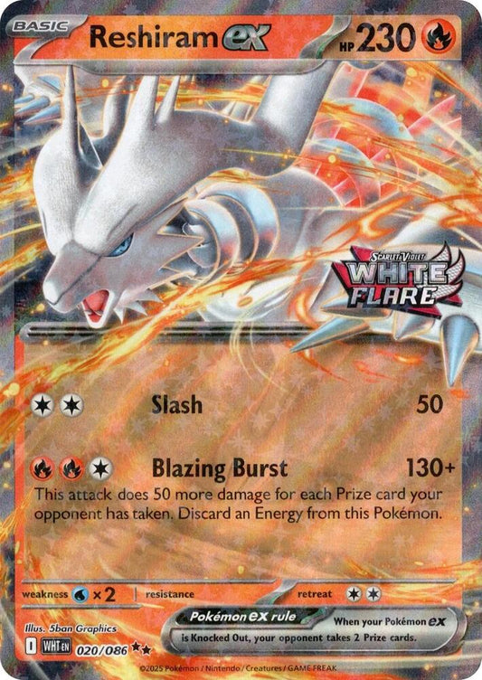Reshiram ex (White Flare Stamped) 020/086 Double Rare Miscellaneous Cards & Products Pokémon card