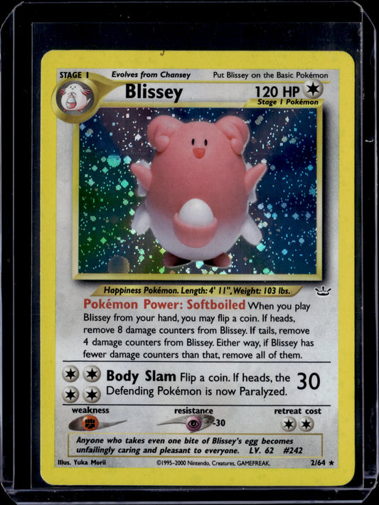 Blissey Neo Revelation #02/64 Unlimited Holofoil Pokémon Card (front)