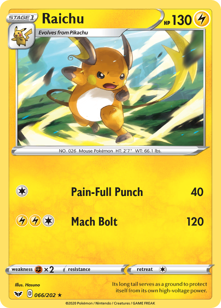 Raichu 066/202 Rare Sword & Shield