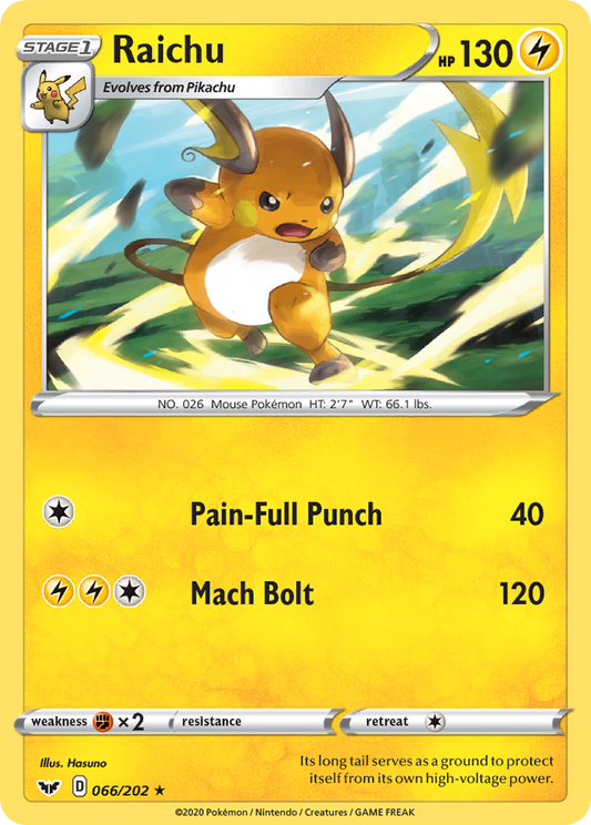 Raichu 066/202 Rare Sword & Shield