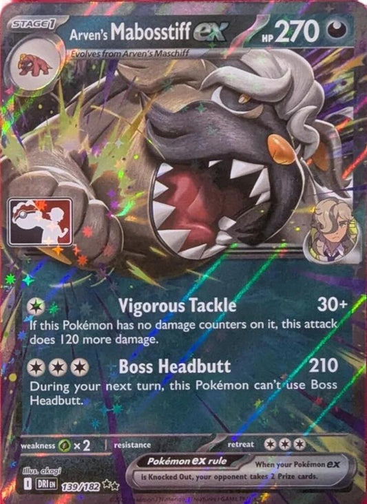 Arven's Mabosstiff ex - 139/182 139/182 Double Rare Prize Pack Series Cards Pokémon card