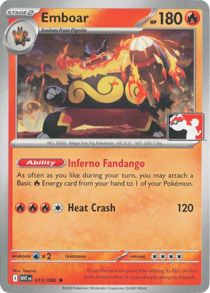 Emboar - 013/086 013/086 Rare Prize Pack Series Cards Pokémon card