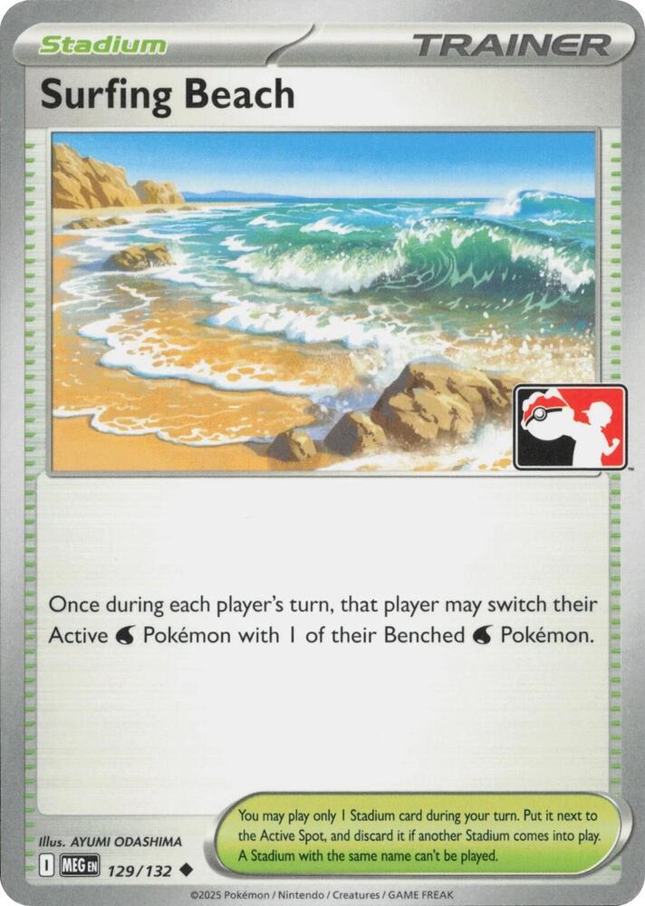 Surfing Beach - 129/132 129/132 Uncommon Prize Pack Series Cards Pokémon card