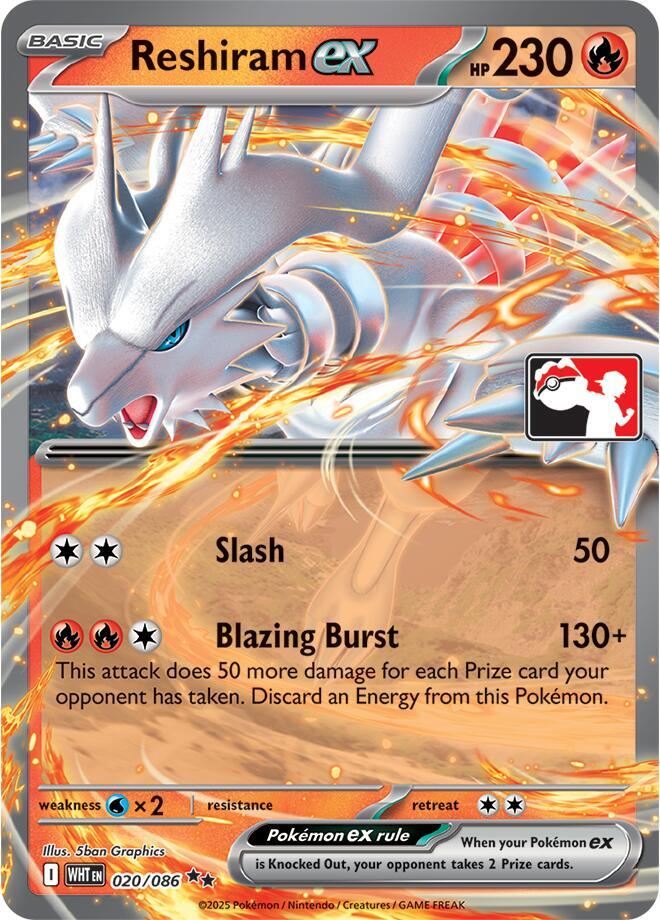 Reshiram ex - 020/086 020/086 Double Rare Prize Pack Series Cards Pokémon card