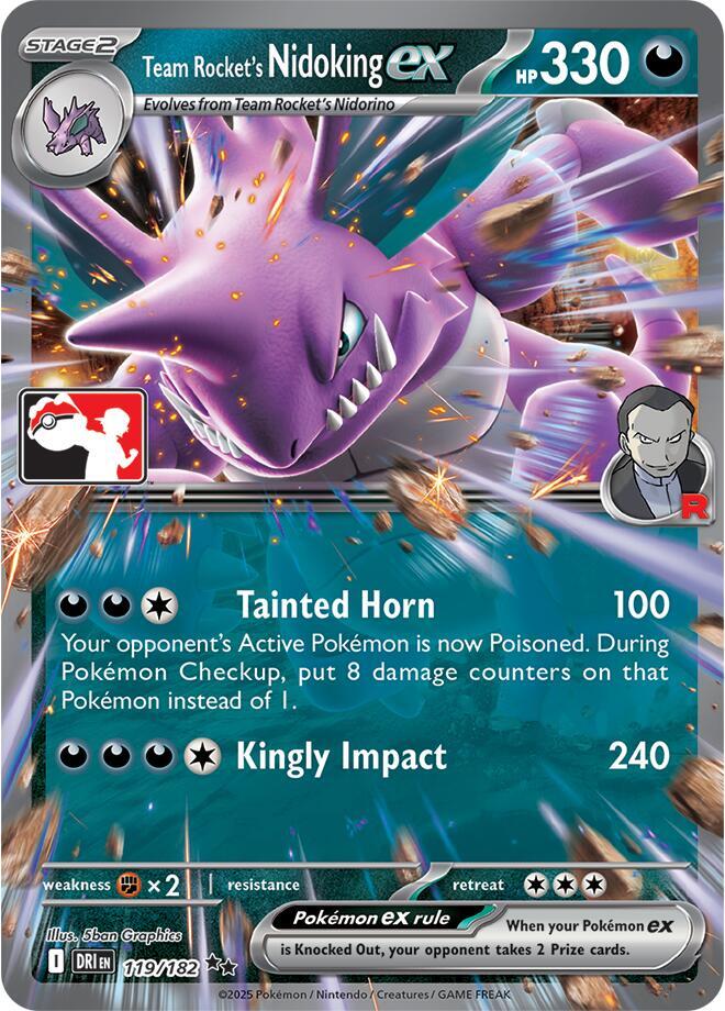 Team Rocket's Nidoking ex - 119/182 119/182 Double Rare Prize Pack Series Cards Pokémon card
