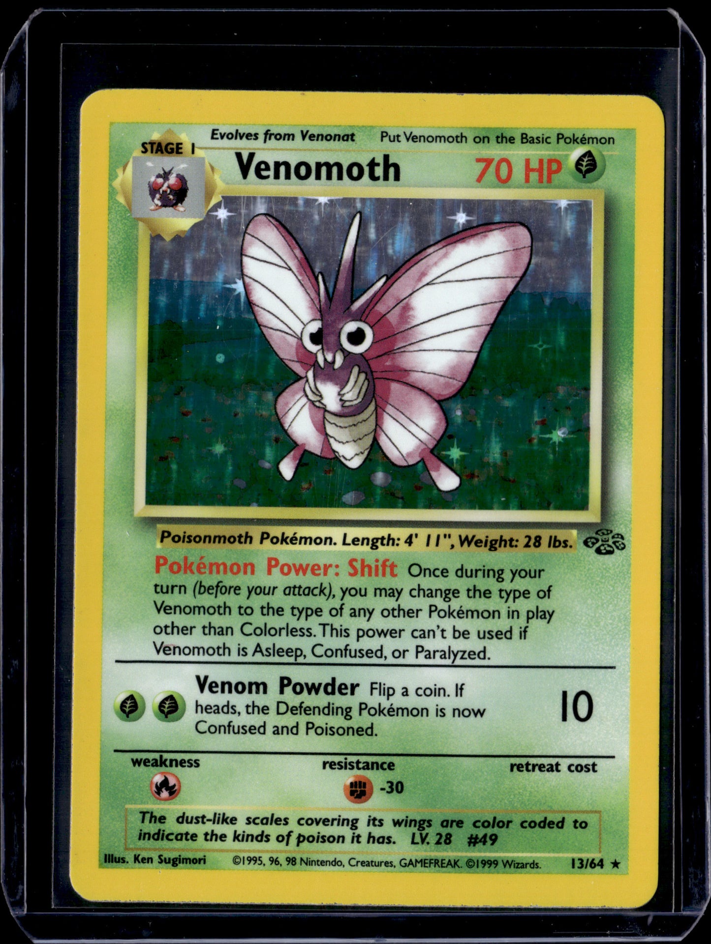 Venomoth (13) Jungle #13/64 Unlimited Holofoil Pokémon Card (front)