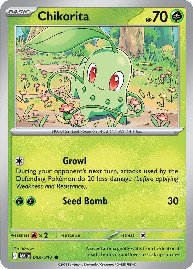 Chikorita 008/217 Common Ascended Heroes Pokémon card