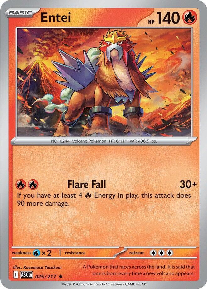 Entei 025/217 Rare Ascended Heroes Pokémon card