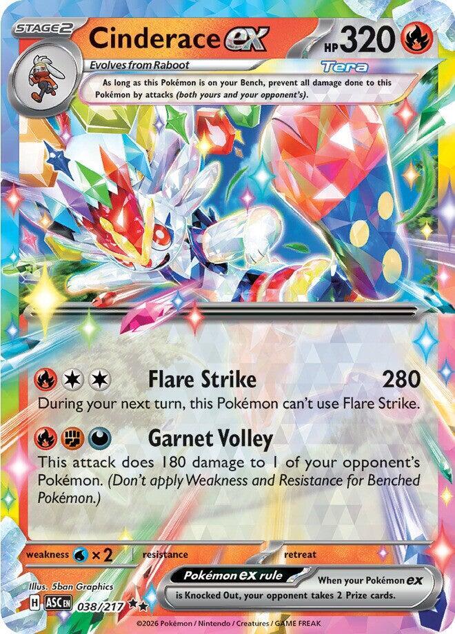 Cinderace ex 038/217 Double Rare Ascended Heroes Pokémon card