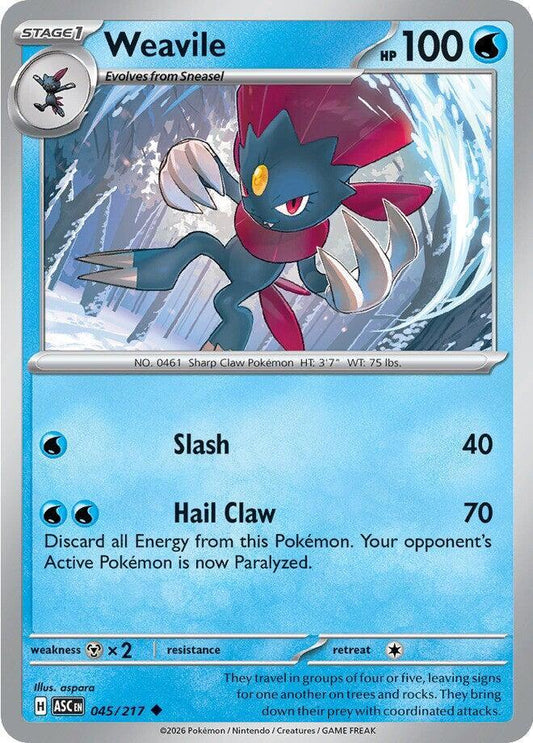 Weavile - 045/217 045/217 Uncommon Ascended Heroes Pokémon card