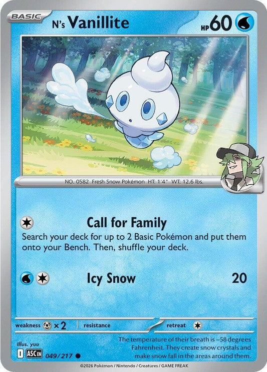 N's Vanillite 049/217 Common Ascended Heroes Pokémon card