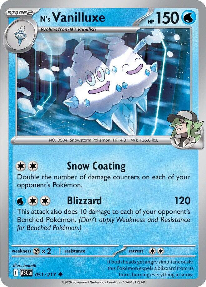 N's Vanilluxe 051/217 Uncommon Ascended Heroes Pokémon card