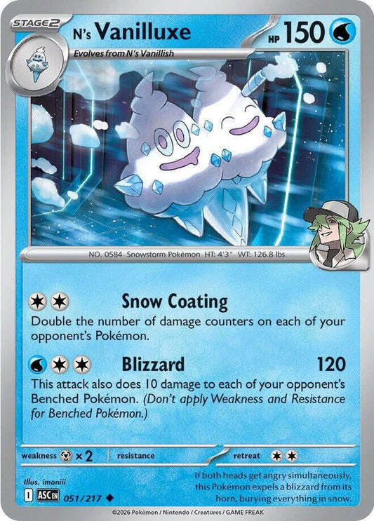 N's Vanilluxe 051/217 Uncommon Ascended Heroes Pokémon card