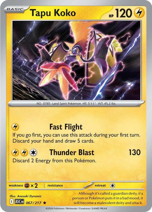 Tapu Koko 067/217 Rare Ascended Heroes Pokémon card