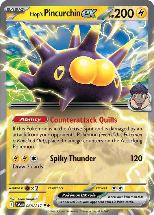 Hop's Pincurchin ex 068/217 Double Rare Ascended Heroes Pokémon card