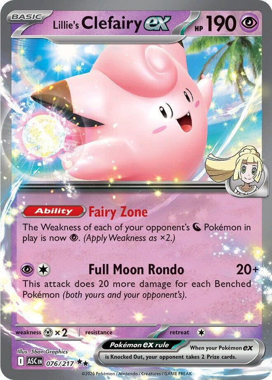 Lillie's Clefairy ex - 076/217 076/217 Double Rare Ascended Heroes Pokémon card