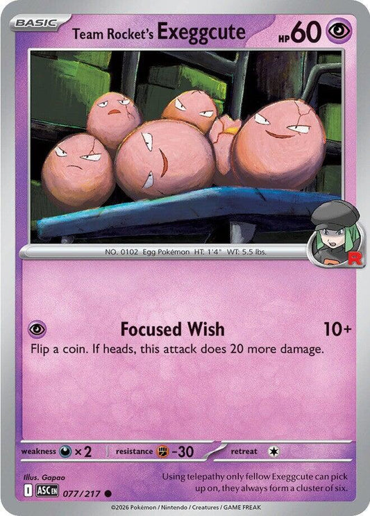 Team Rocket's Exeggcute 077/217 Common Ascended Heroes Pokémon card
