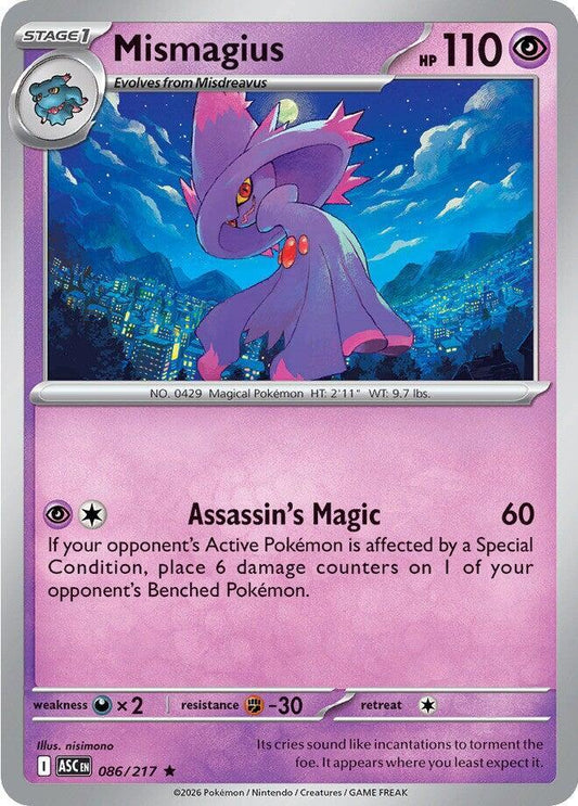 Mismagius 086/217 Rare Ascended Heroes Pokémon card