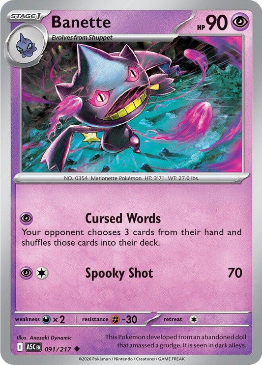 Banette - 091/217 091/217 Uncommon Ascended Heroes Pokémon card