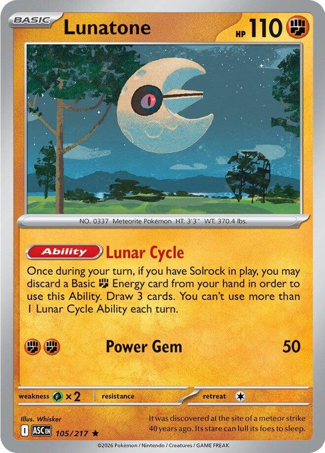 Lunatone 105/217 Rare Ascended Heroes Pokémon card
