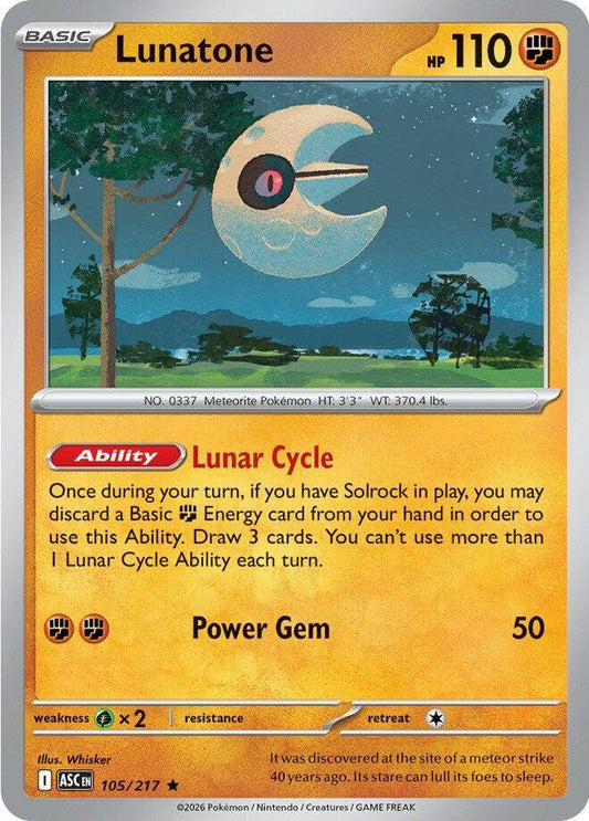 Lunatone 105/217 Rare Ascended Heroes Pokémon card