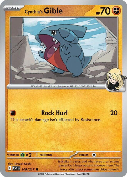 Cynthia's Gible 109/217 Common Ascended Heroes Pokémon card