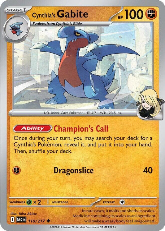 Cynthia's Gabite 110/217 Uncommon Ascended Heroes Pokémon card