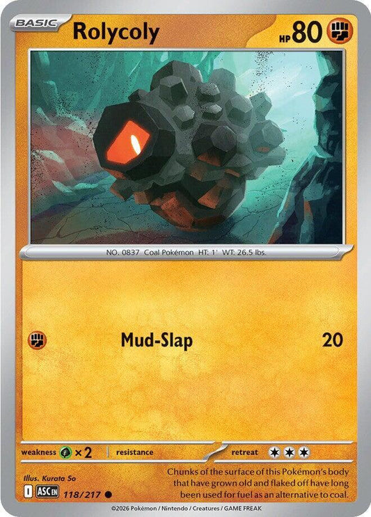 Rolycoly 118/217 Common Ascended Heroes Pokémon card