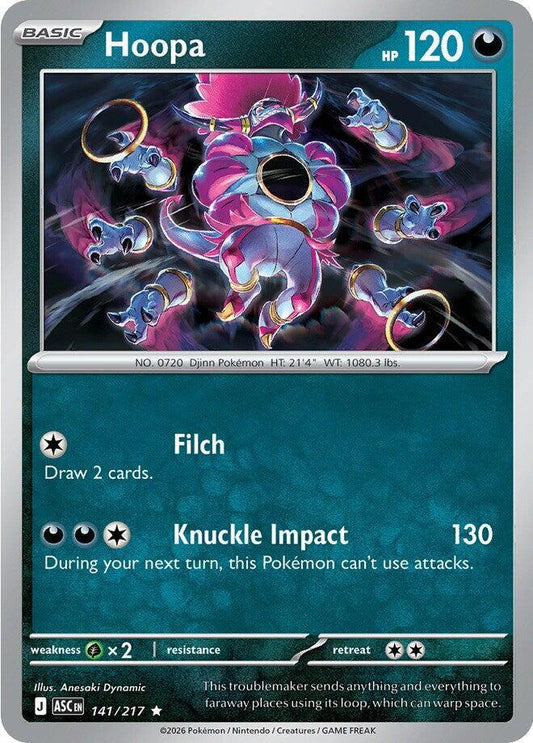 Hoopa 141/217 Rare Ascended Heroes Pokémon card